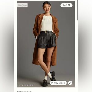 Anthropologie Maeve Faux leather cuffed shorts